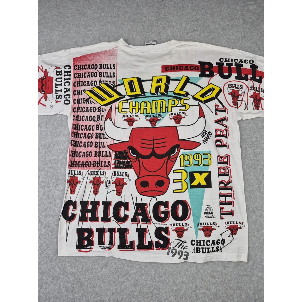 Vntg Chicago Bulls 1993 Champions Magic Johnson Ts T-shirt Size XL Single Stich - Picture 10 of 10
